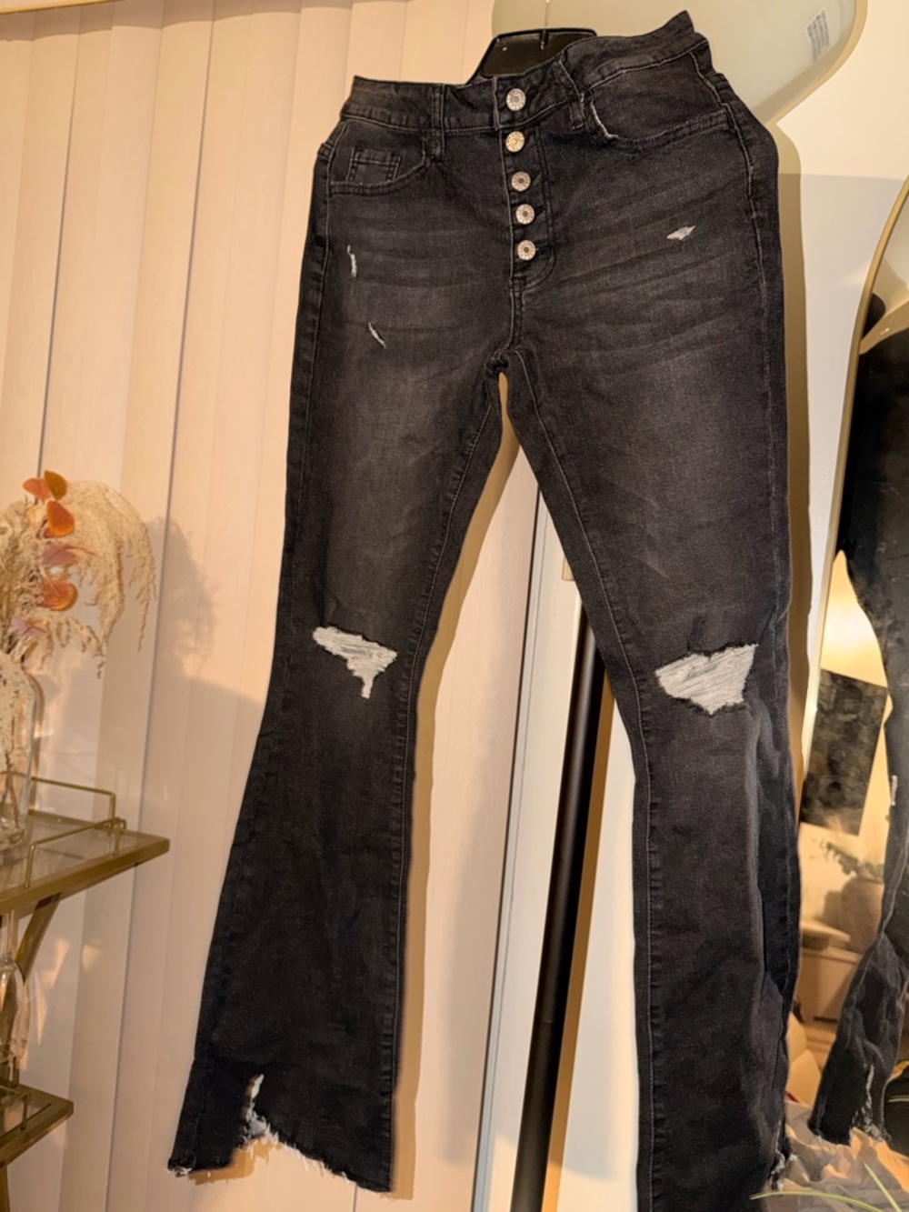 Black Distressed Women's Bootcut Jeans